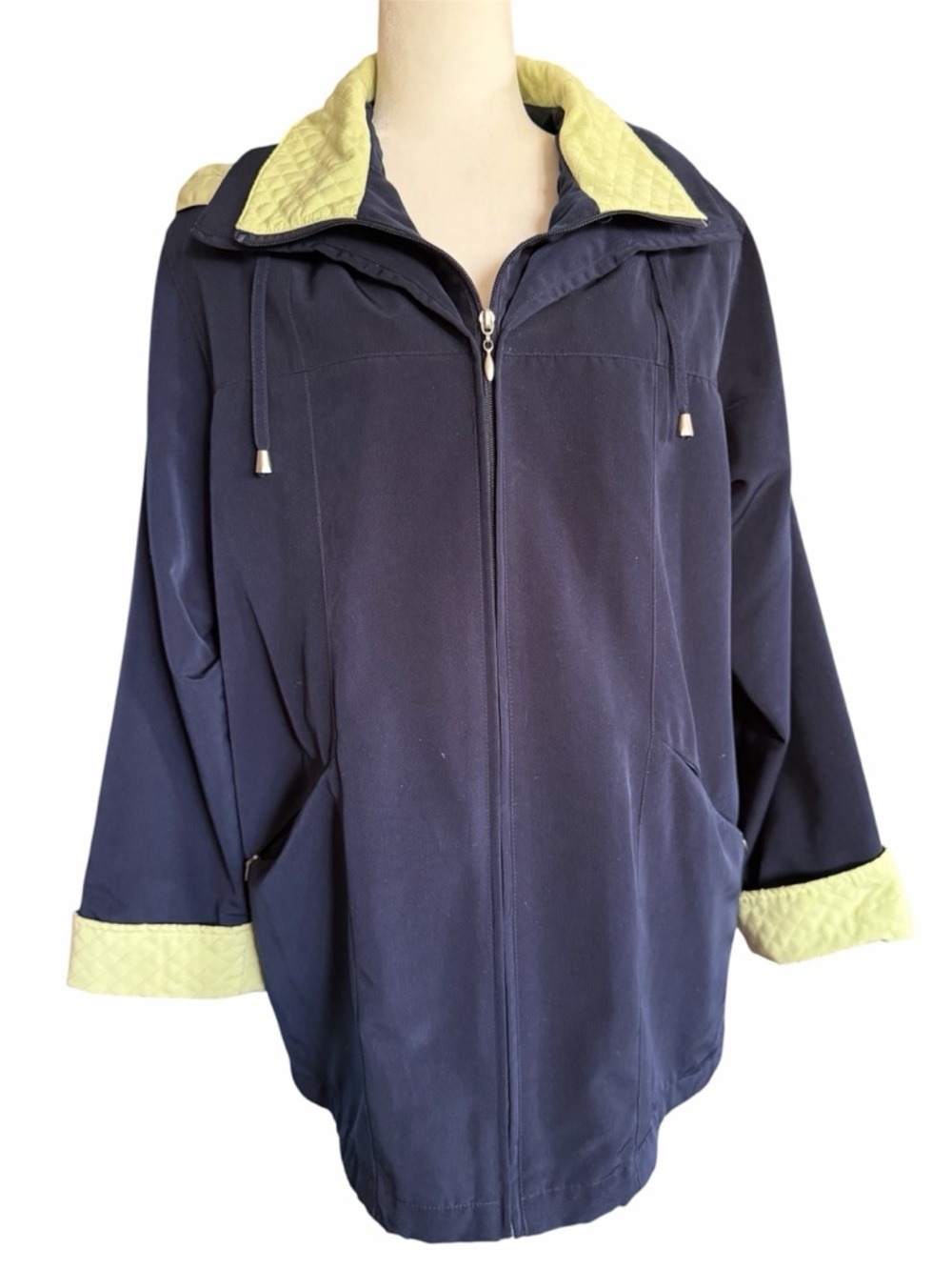 Big Chill Navy Trench Coat with Lime Trim